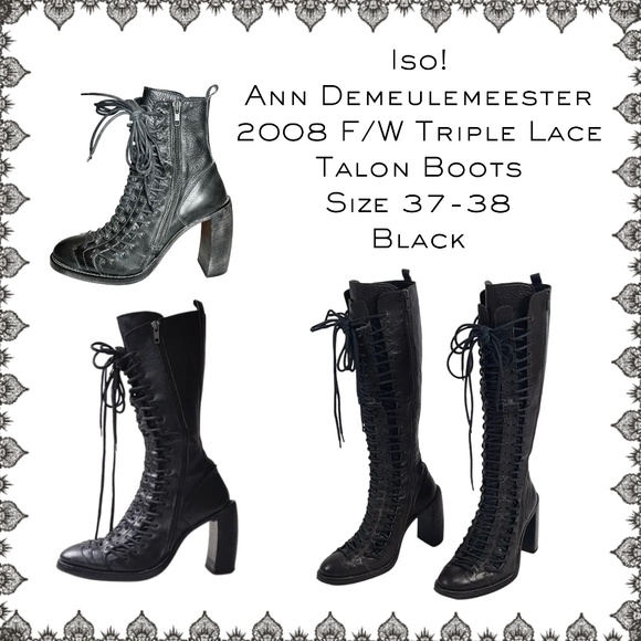 ISO! Ann Demeulemeester Triple Lace Talon Boots - Picture 1 of 1